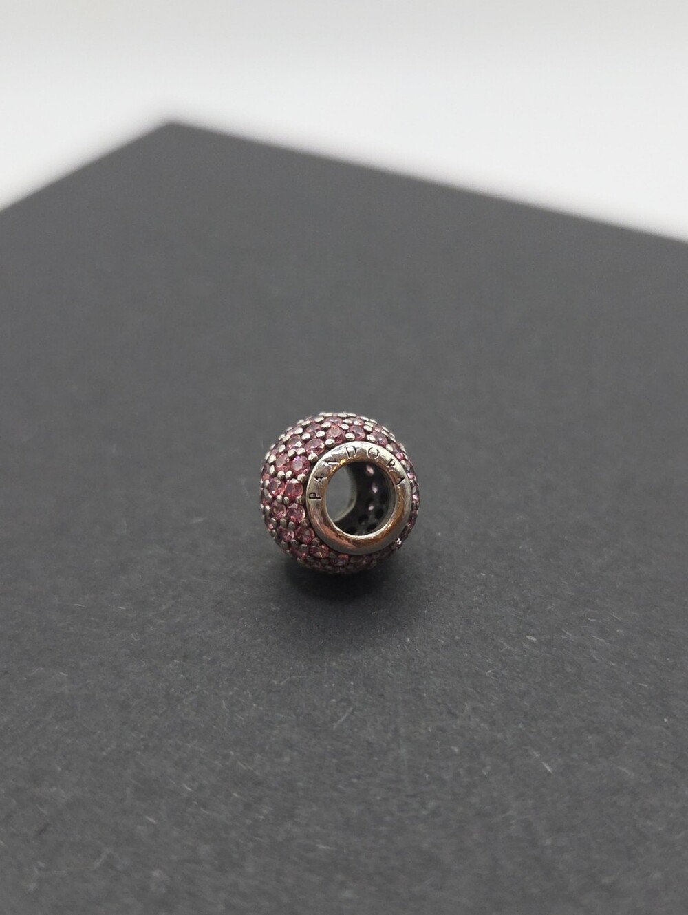 Pandora Retired "Pave Lights" Charm In Sterling Silver And Pink CZ's